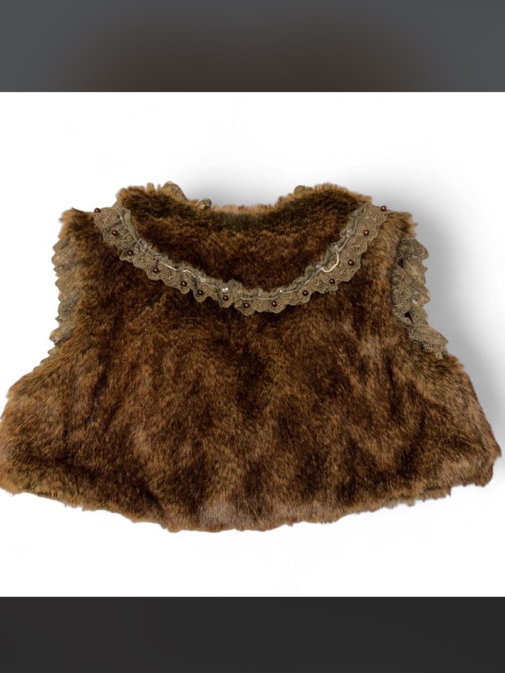 Pretty Angel Brown Faux Fur & Lace Vest 🤎✨ - Picture 3 of 7
